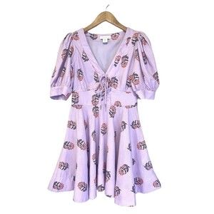 HOUSE OF HARLOW 1960( REVOLVE) LACE UP PURPLE LINEN BLEND DRESS..! Size 4